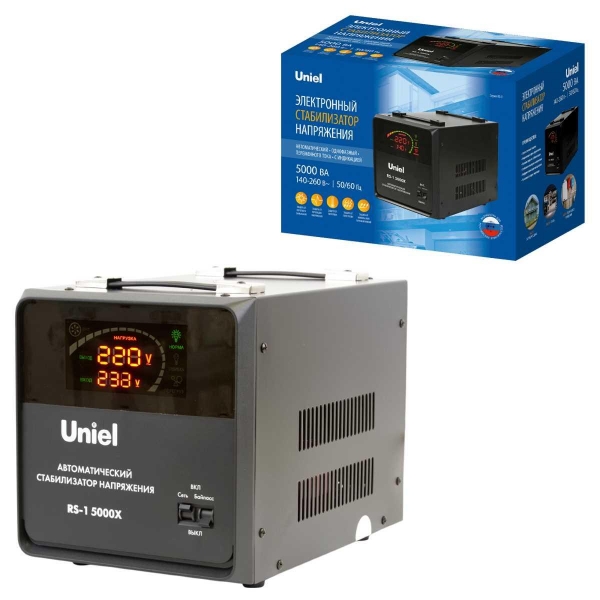 Стабилизатор напряжения серии Reliability 5000ВА Релейный однофазный Uniel RS-1 5000X