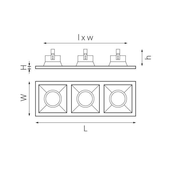 Комплект из светильников и рамки Lightstar Domino Quadro (214536+214506+214506+214506) D536060606