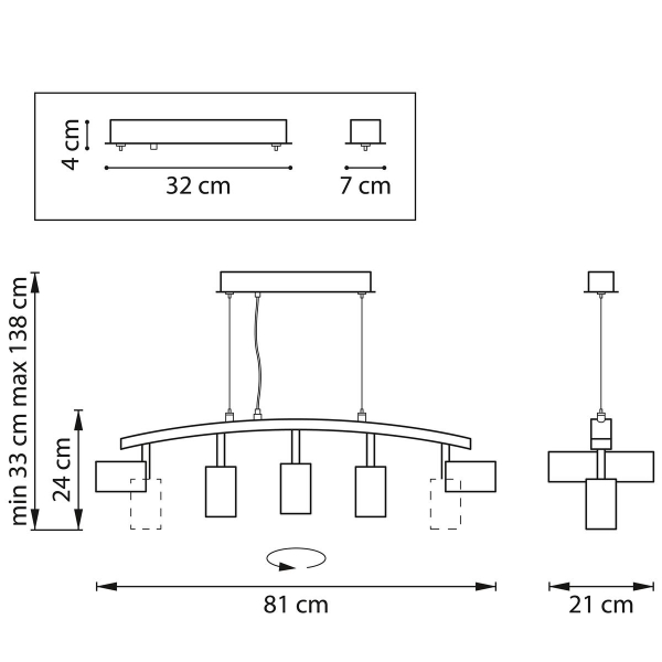 Комплект с подвесной люстрой Lightstar Rullo (571735+214440-5) LR735405