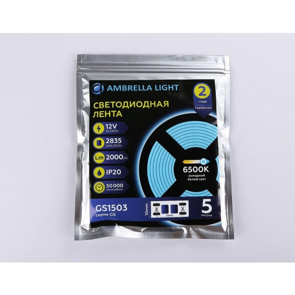 Светодиодная лента Ambrella Light 19,2W/m 240LED/m 2835SMD холодный белый 5M GS1503