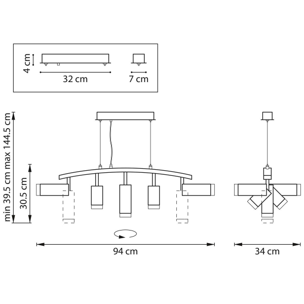 Комплект с подвесной люстрой Lightstar Rullo (571735+214436-2+214486-3+202430-5) LR7353628630