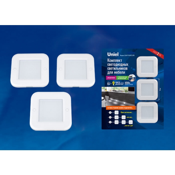 Мебельный светодиодный светильник Uniel ULM-F41-6W/4200K/Dim Sensor IP20 White UL-00002888