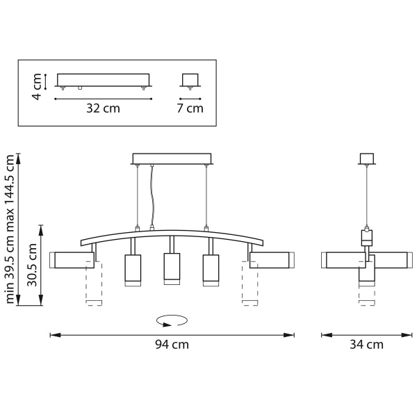 Комплект с подвесной люстрой Lightstar Rullo (571735+214437-3+214486-2+202430-5) LR7358623730