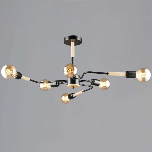 Люстра Reluce 10070-0.3-06 BK+WOOD