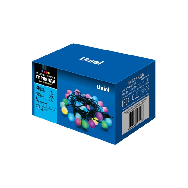 Светодиодная гирлянда Uniel Радуга-1 220V разноцветный ULD-S0500-030/DGA RGB IP20 Rainbow-1 UL-00005470