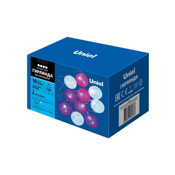 Светодиодная гирлянда Uniel Клубки белый ULD-S0200-010/STB/2AA White IP20 Tangles-1 UL-00007341