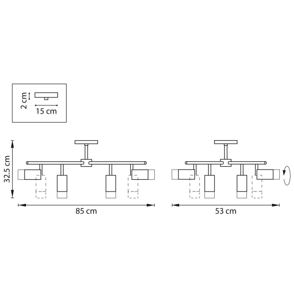 Комплект с потолочной люстрой Lightstar Rullo (571728+214437-8+202431-8) LR7283781