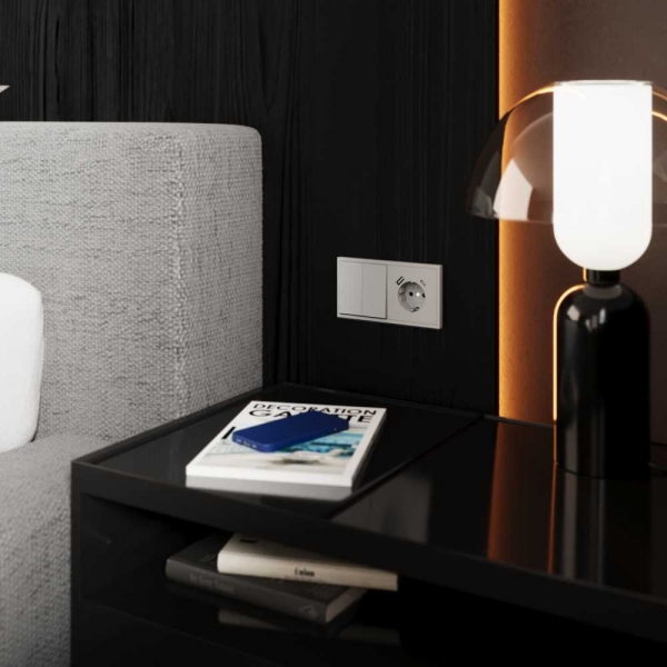 Перекрестный переключатель встраиваемый Voltum S70 двухклавишный 10А, (белый матовый) VLS020502