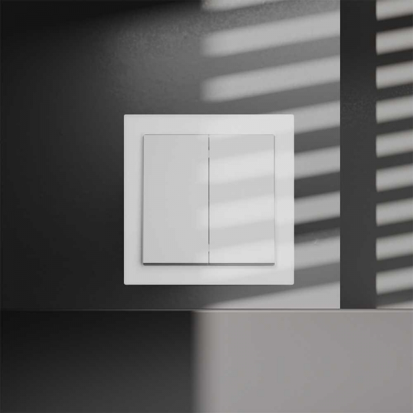 Перекрестный переключатель встраиваемый Voltum S70 двухклавишный 10А, (белый матовый) VLS020502