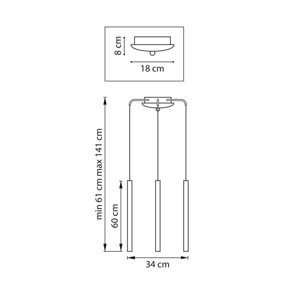Комплект с подвесной люстрой Lightstar Tubo (574717+747337 (3шт) L3T747337