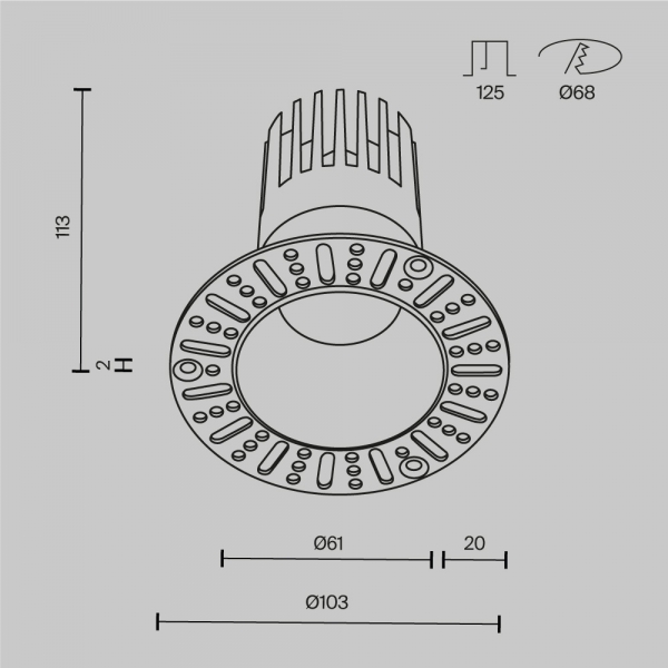 Встраиваемый светильник Maytoni Technical DL122-15W-3K-TRS-B
