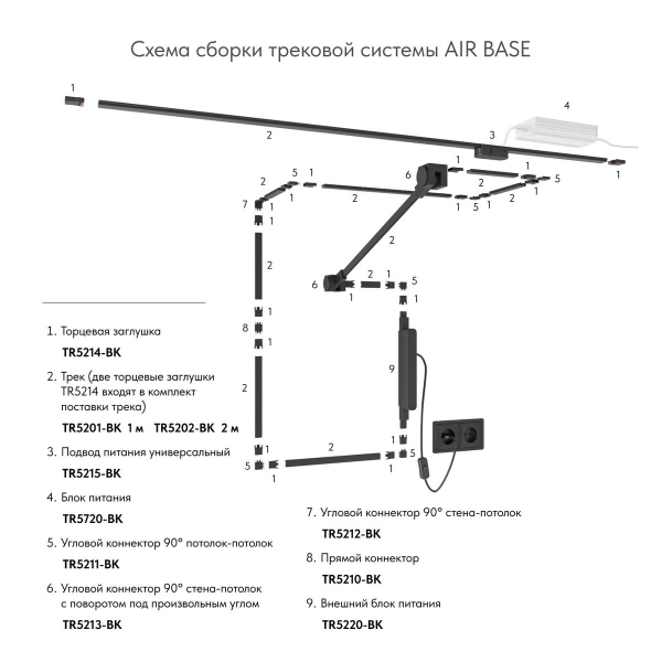 Подвод питания Denkirs Air Base TR5215-BK