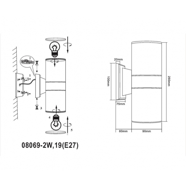 Настенный светильник уличный Kink Light Лоди 08069-2W,19(E27)