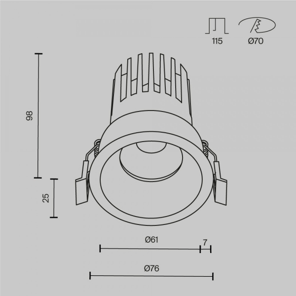 Встраиваемый светильник Maytoni Technical DL117-15W-3K-B