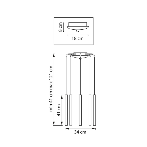 Комплект с подвесной люстрой Lightstar Tubo (574723+747233 (5шт) L5T747233