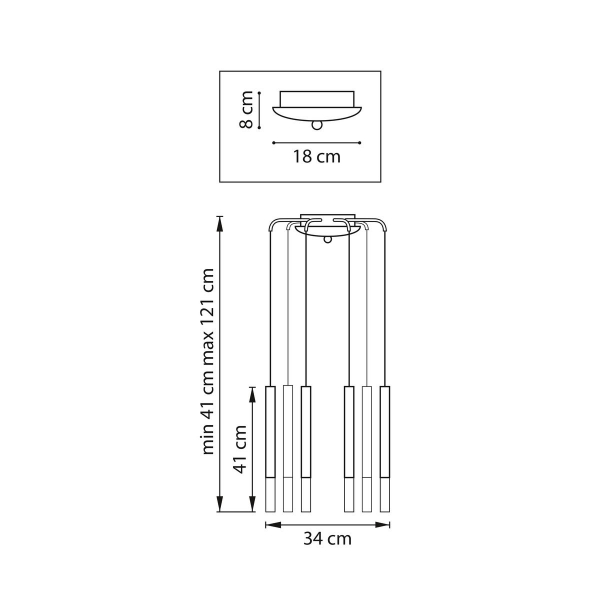 Комплект с подвесной люстрой Lightstar Tubo (574733+747143 (8шт) L8T747143
