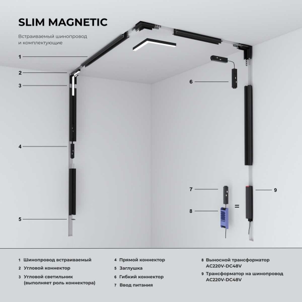 Коннектор L-образный внутренний Elektrostandard Slim Magnetic 85213/00 a067506
