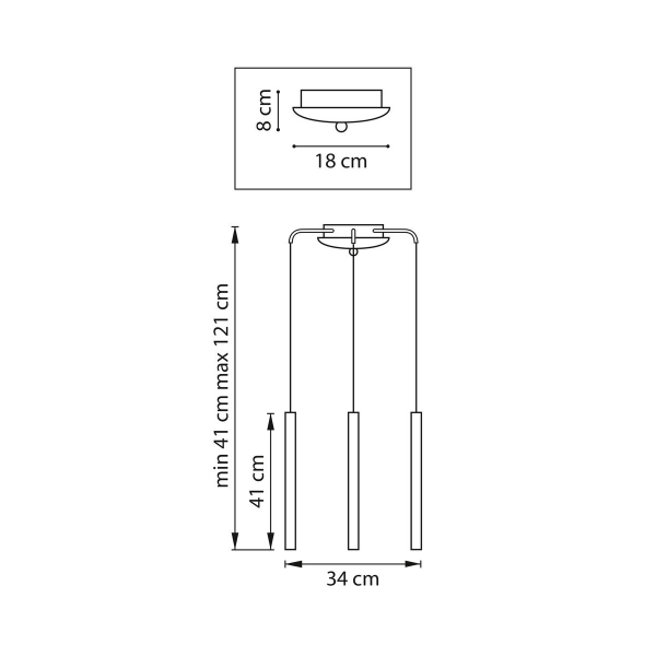 Комплект с подвесной люстрой Lightstar Tubo (574713+747233 (3шт) L3T747233