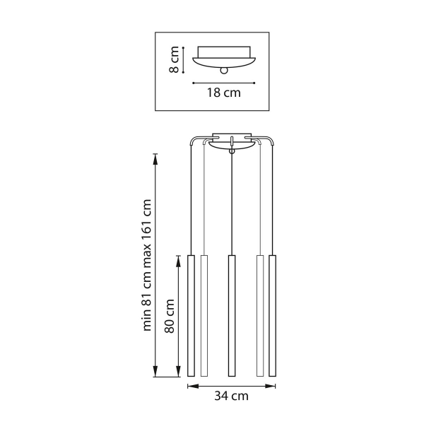 Комплект с подвесной люстрой Lightstar Tubo (574727+747437 (5шт) L5T747437
