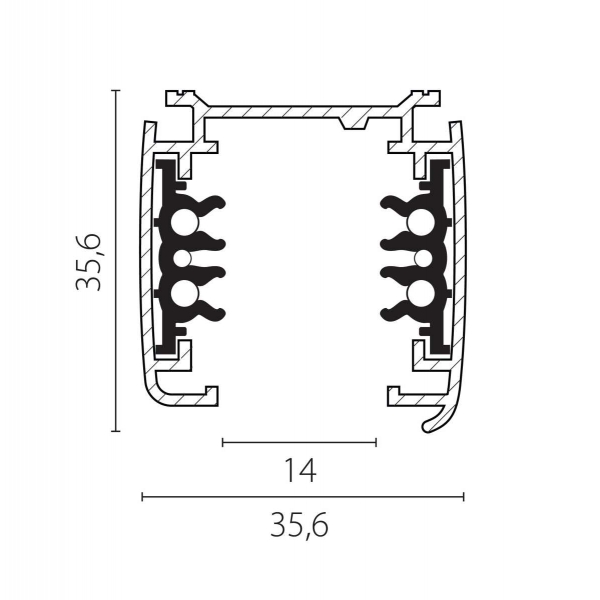 Трек шестиконтактный 3-фазный со стыковочными пазами, 2м Quattro/DALI/ Lightstar 504025-DALI