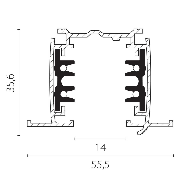 Трек четырехконтактный 3-фазный встраиваемый со стыковочными пазами (круглые медные жилы) 3м Quattro Lightstar 503035-R