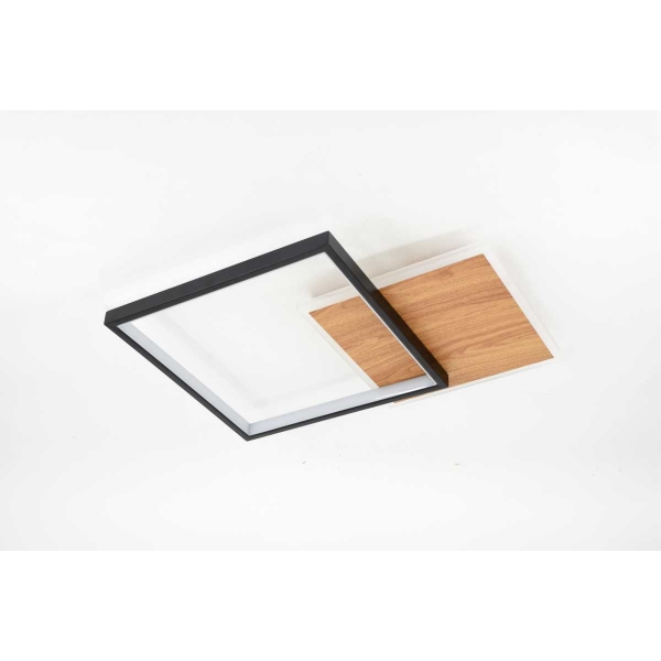 Светильник потолочный светодиодный ЭРА Модерн Ferre CLL-1-60-RC BK+Wood с ДУ 3K-6,5К черный-дерево Б0069758