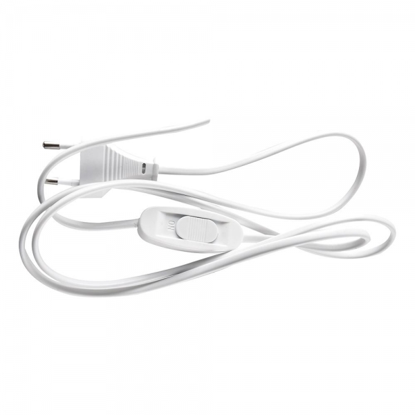 Сетевой шнур с выключателем, 230V 1,9м белый, KF-HK-1-2