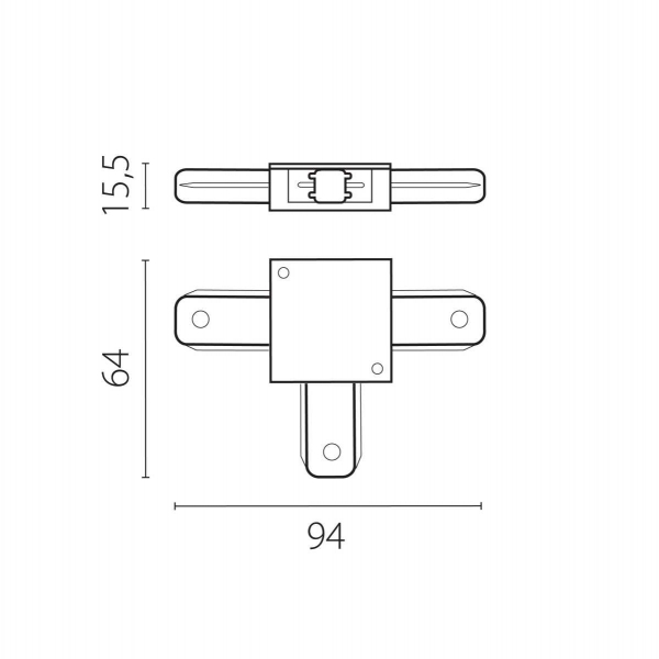 Соединитель трековый T-образный к 50202X-P, 50203X-P Barra Lightstar 502136-P