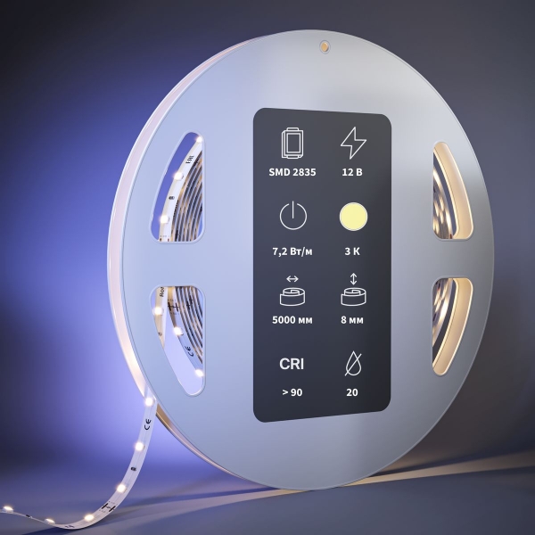 Светодиодная лента Maytoni 7,2W/m 60LED/m 2835SMD теплый белый 5M 201017