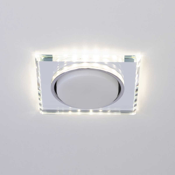 Светильник встраиваемый cо светодиодной подсветкой ЭРА DK LD50 MR под лампу GX53 зеркальный Б0057472