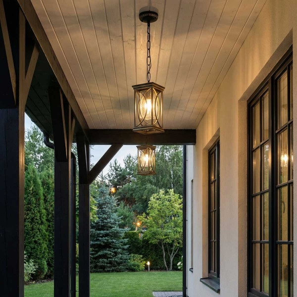 Уличный подвесной светильник Elektrostandard Spica H черное золото GL 1026H a048173