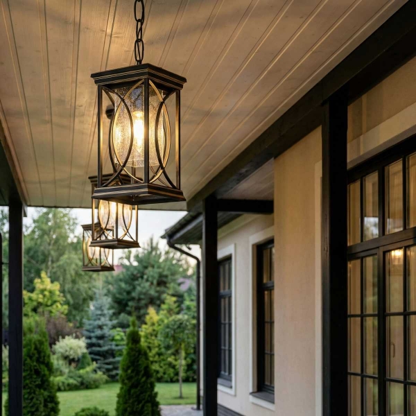 Уличный подвесной светильник Elektrostandard Spica H черное золото GL 1026H a048173