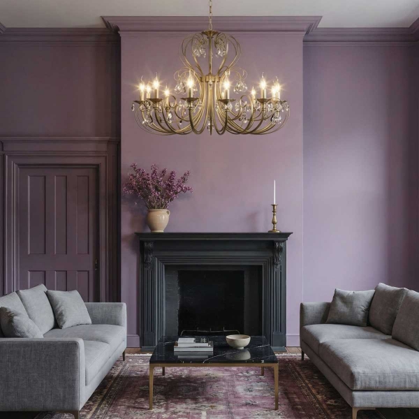 Подвесная люстра Eurosvet Alda 3305/12 латунь/прозрачный хрусталь Strotskis a072112