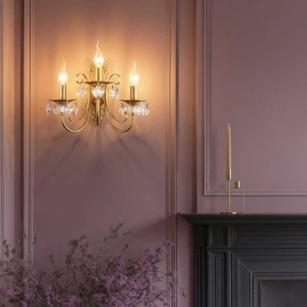 Бра Eurosvet Alda 3305/3 латунь/прозрачный хрусталь Strotskis a072113