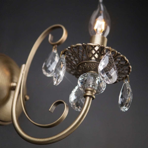 Бра Eurosvet Alda 3305/1 латунь/прозрачный хрусталь Strotskis a072111