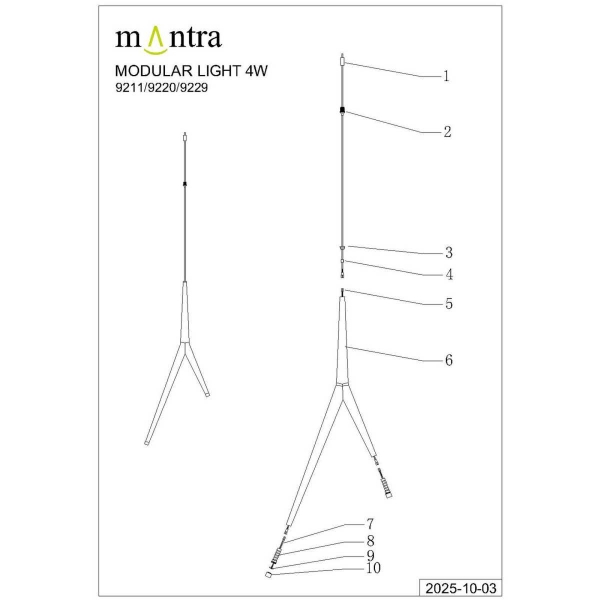 Подвесной модульный светильник без основания Mantra Arrecife 9211