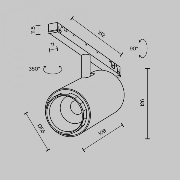 Трековый светильник Maytoni Technical EXILITY X Focus Zoom TR244-12W3K-B