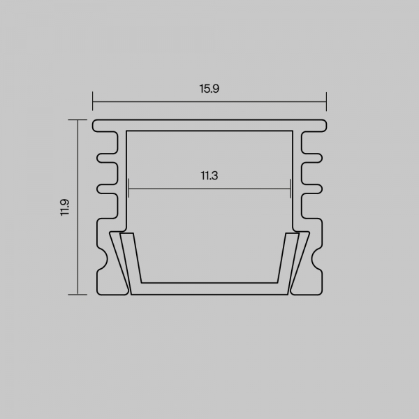 Алюминиевый профиль накладной 16x12 (Серебро, 2 м), ALM-005-S-2M Maytoni Led Strip 631012
