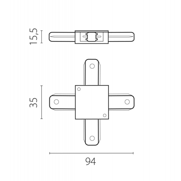 Соединитель X-образный однофазный к 50202X-P, 50203X-P Lightstar Barra 502147-P