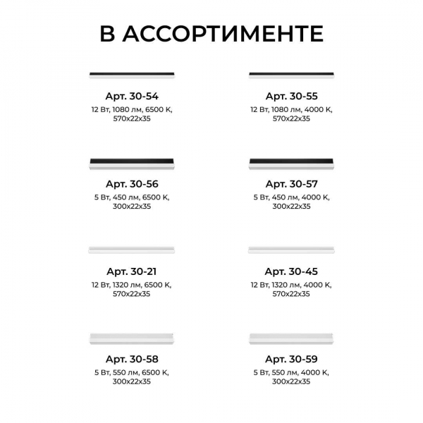 Накладной линейный светодиодный светильник Apeyron 30-55