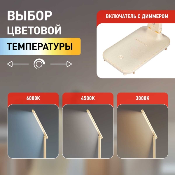 Настольная лампа аккумуляторная ЭРА NLED-495-5W-BG Б0057191