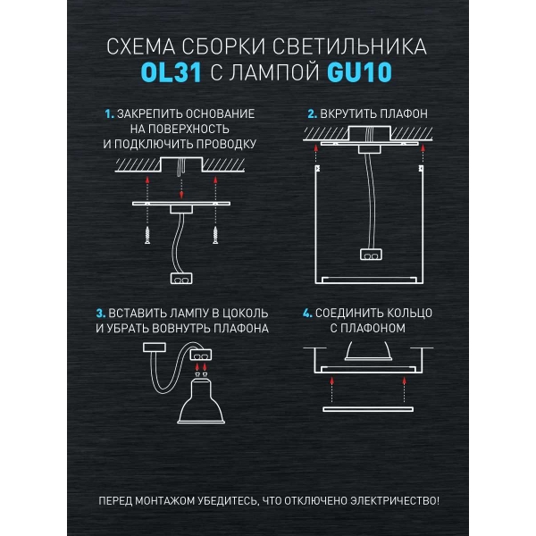 Настенно-потолочный светильник ЭРА OL31 BK Б0056374