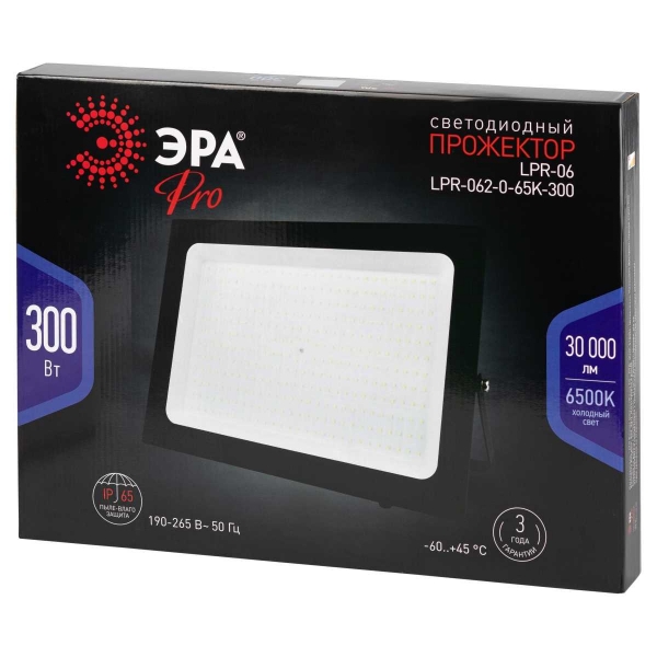 Прожектор светодиодный уличный ЭРА PRO LPR-062-0-65K-300 Б0065943