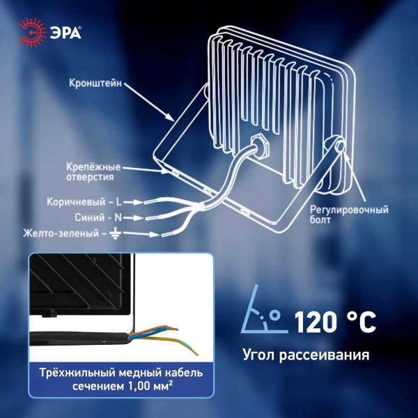 Прожектор светодиодный уличный ЭРА PRO LPR-062-0-65K-070 Б0064667