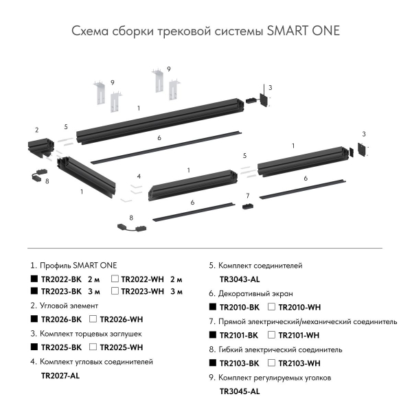 Шинопровод Denkirs Smart One TR2022-BK